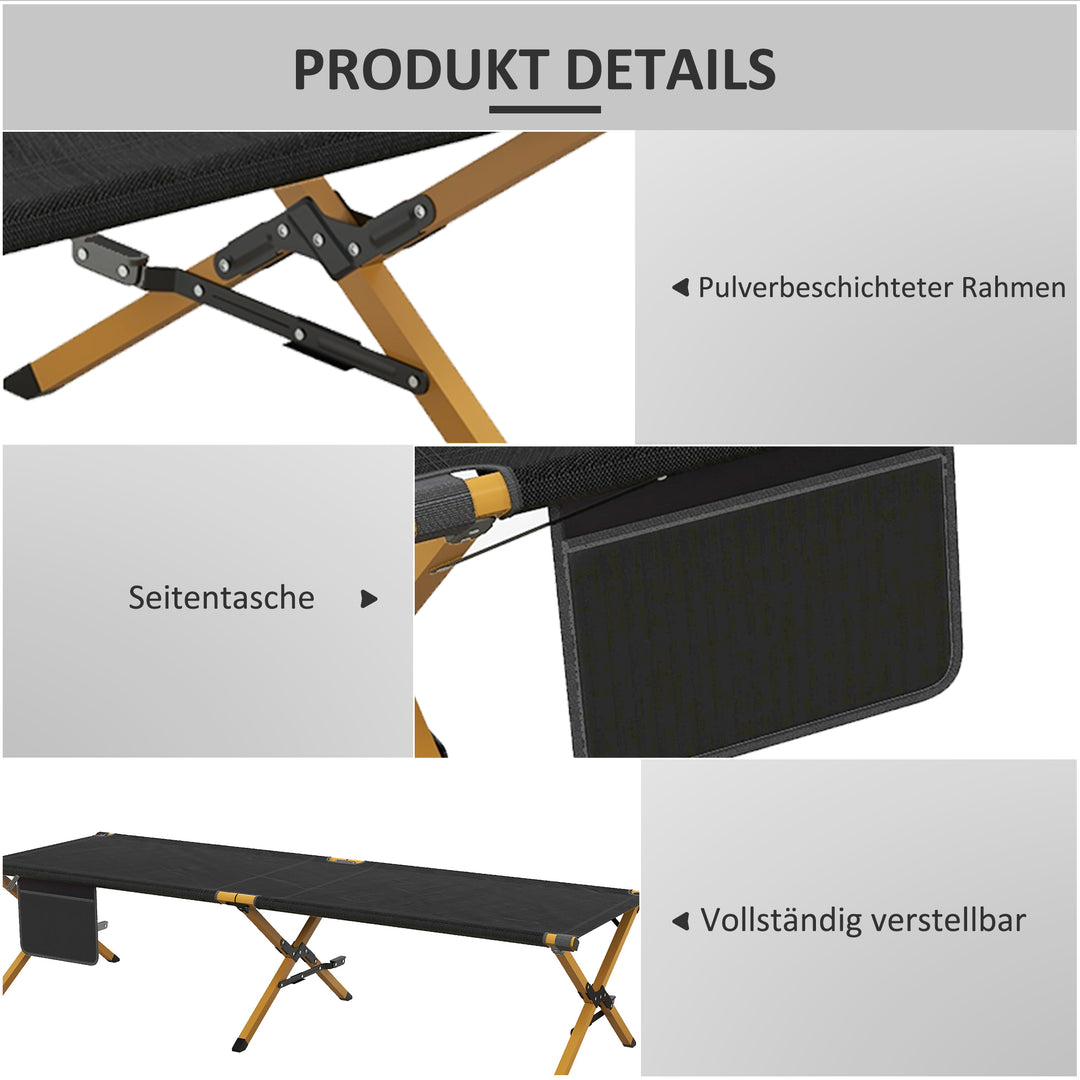 Sammenklappelig feltseng med bæretaske 196 x 64 x 45 cm gæsteseng op til 200 kg til udendørs campingrejser