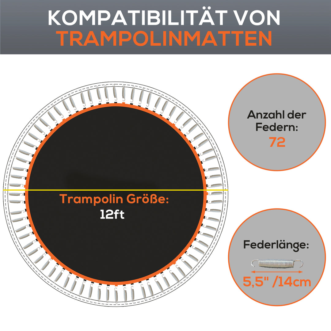 Trampolinmåtte, rund hoppeflade, polypropylen, orange