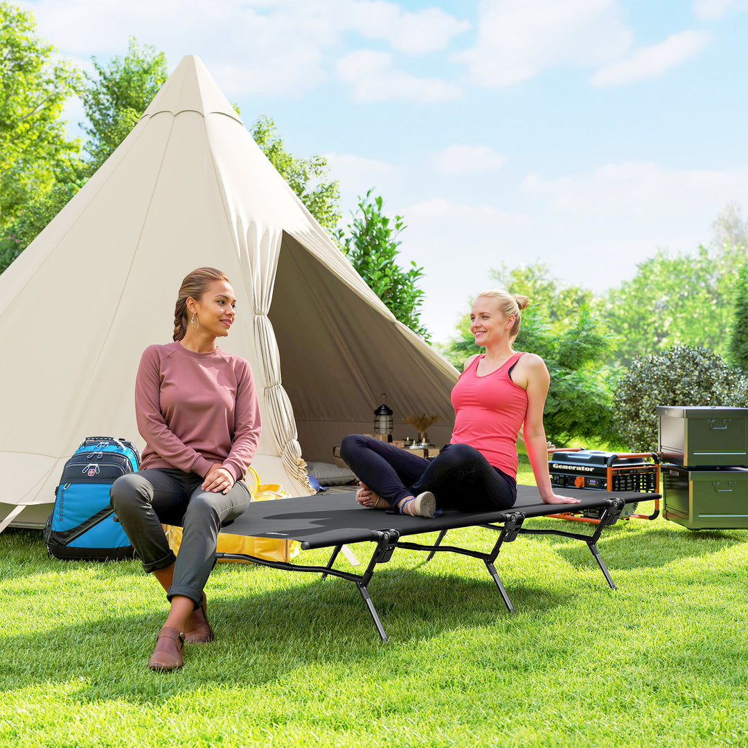 Sammenklappelig feltseng med bæretaske 200 x 100 x 36 cm op til 120 kg ekstra bred sort