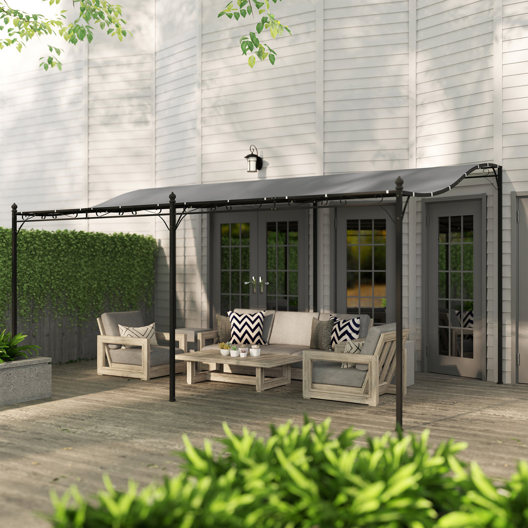 3 X 5 m pergola, fleksibelt havetag med vandtæt presenning og metalramme, skygge, mørkegrå