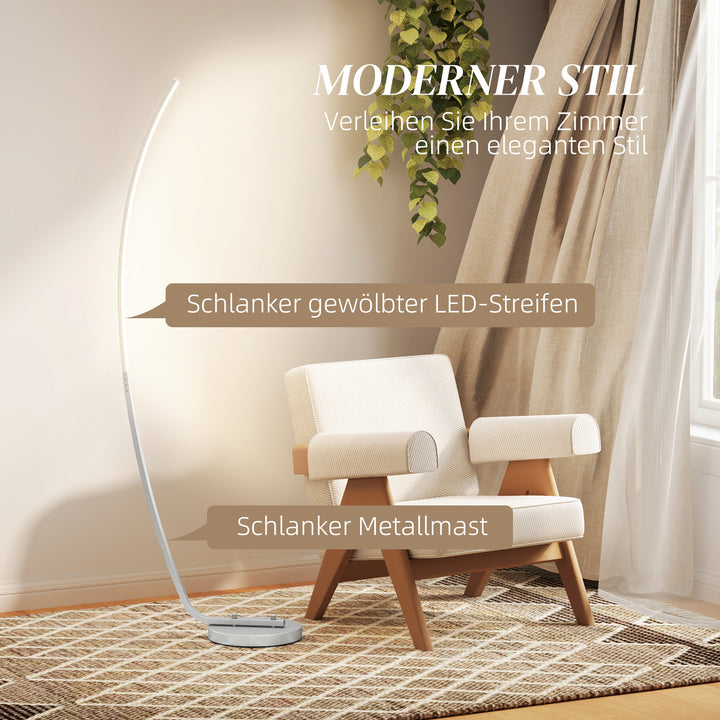 Led-entrelampe med justerbar lysstyrke, moderne gulvlampe med fodkontakt til soveværelse, stue, sølv