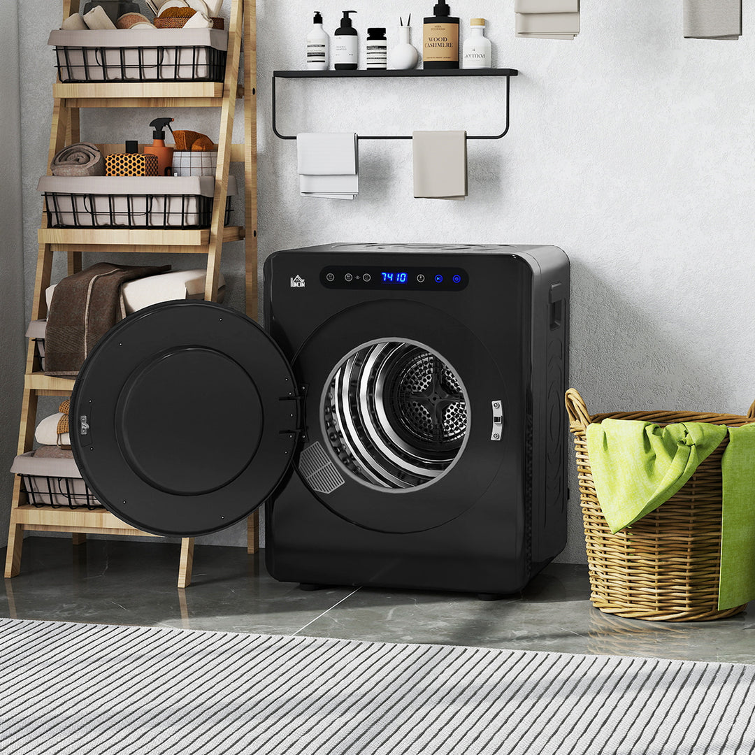 Tørretumbler, 6 programmer, 40-60°c, 4 kg kapacitet, kompakt, touch-betjening, sort