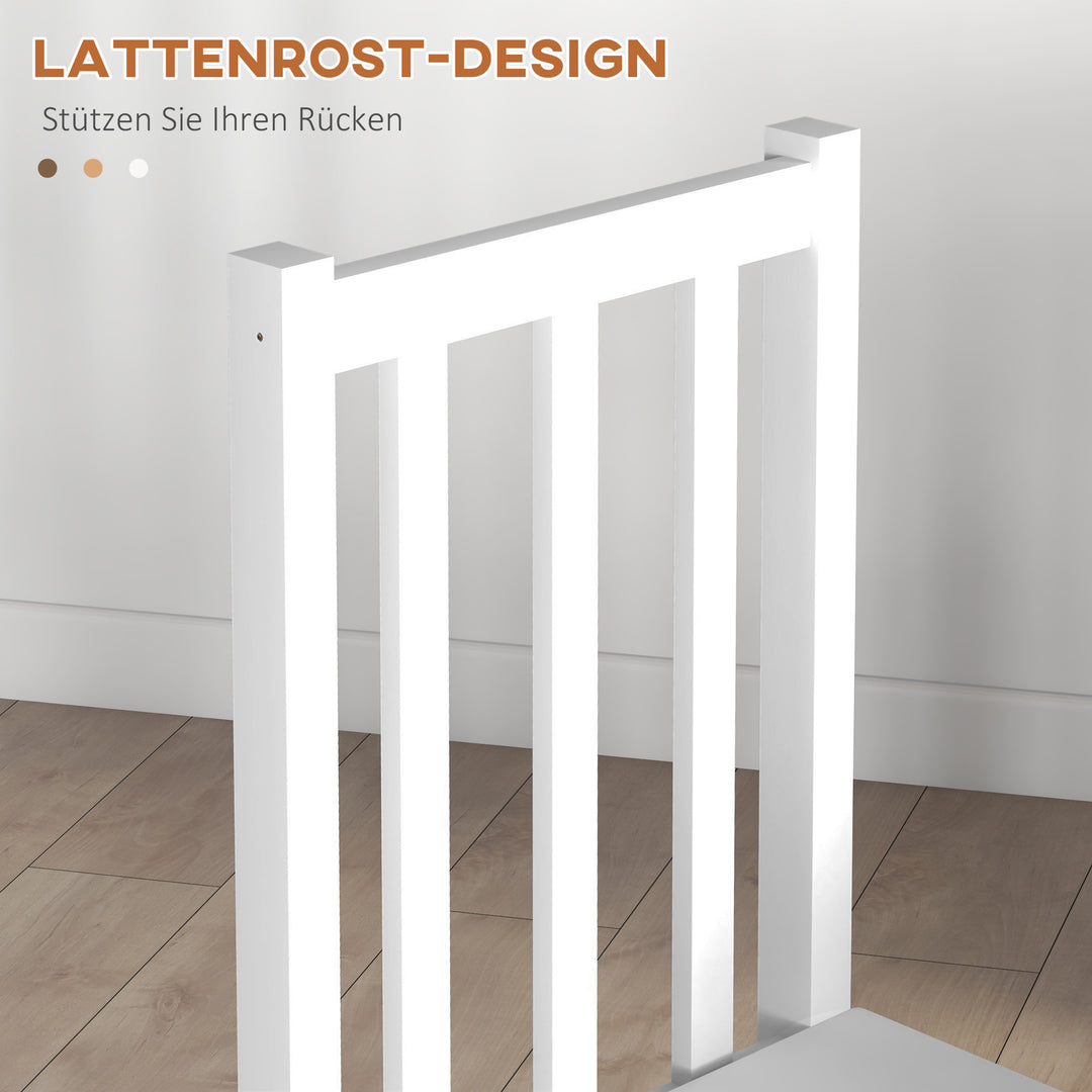 Sæt med 2 køkken-spisestole, massivt træ, moderne design, 38,5 cm x 47,5 cm x 99 cm, hvid