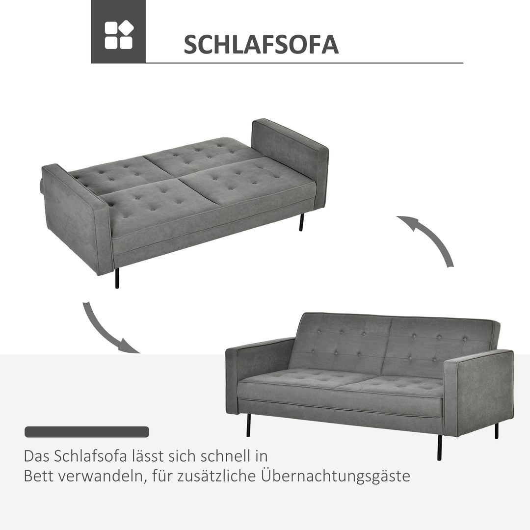 Sovesofa 3-personers sovesofa stofsofa sofa med sovefunktion sovesofa med justerbar vinkel vintage eukalyptustræ bomuld grå