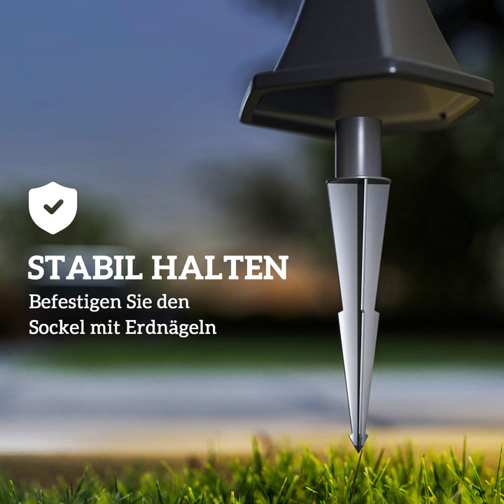 Solcelledrevet havelanterne sæt med 2, vejrbestandig stilampe 129 cm høj, med led, 6 timers lys, ip44, solcellelampe til udendørs brug, sort