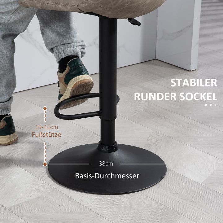 Sæt med 2 retro barstole, højdejusterbare, drejelig, kunstlæder, 42 x 48 x 91-112 cm, beige