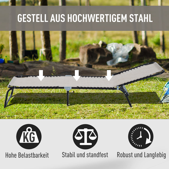 Sammenklappelig liggestol, havestol, liggestol med 4-positions justerbar ryglæn, vejrbestandig campingstol, lasteevne op til 120 kg, til have, strand, pool, cremehvid