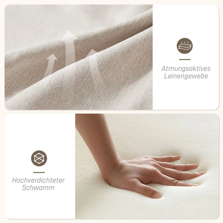 Polstret stol med armlæn, massiv træramme og aftagelige hynder, til stue, soveværelse, beige