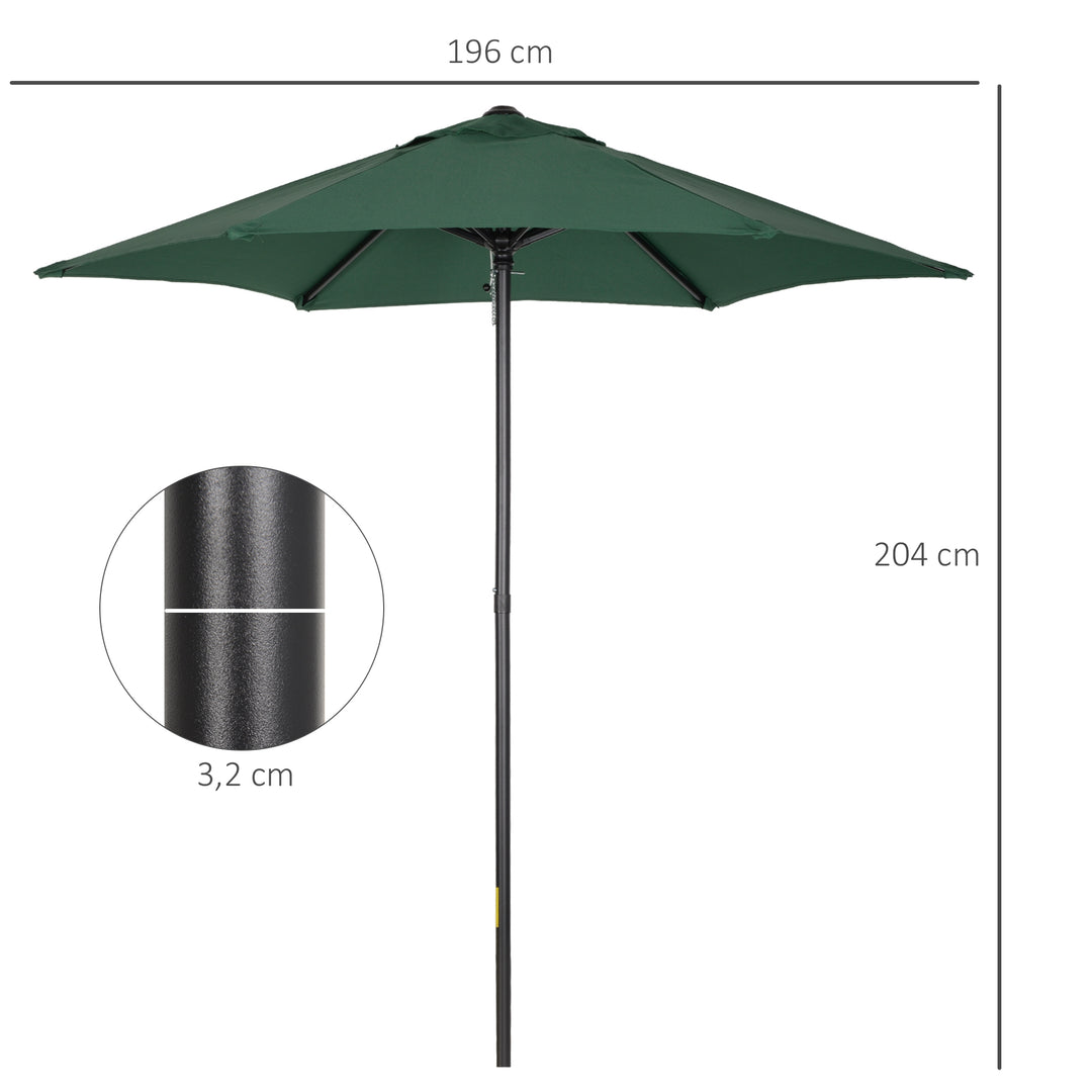 Parasol ø196 cm, sekskantet balkonparasol til strand, balkon, have, grøn