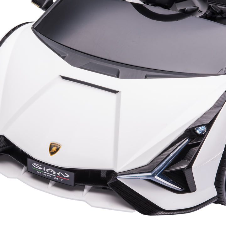 Børnebil 12V 2 køretilstande Lamborghini SIAN SUV legetøjsbil elbil med fjernbetjening musik (MP3/USB) lys 37-60 måneder metalhvid 108 x 62 x 40 cm