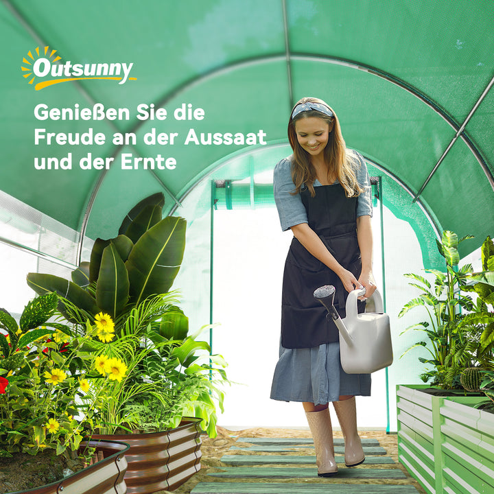 3 x 2 x 2 m polytunnel drivhus med solnet, rullelige sidevægge, plastikdæksel, stålramme, grøn