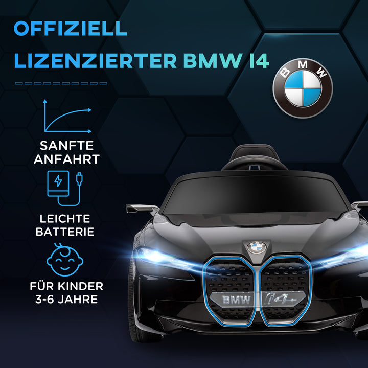 Børnebil, genopladeligt batteri, 3-5 km/t, med fjernbetjening, multimedieafspiller, sort
