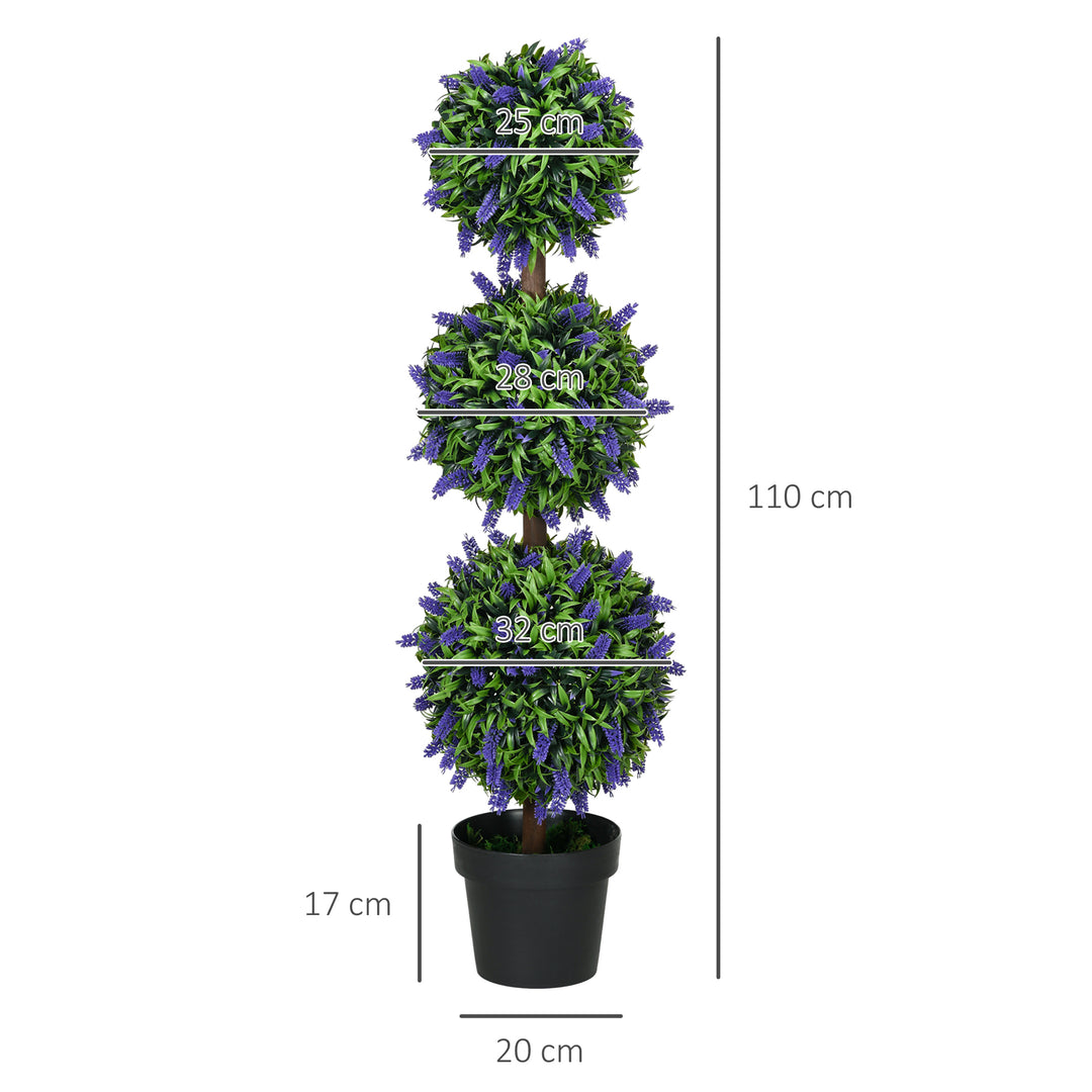 Sæt med 2 kunstige planter, uv-resistent kunstig plante i en urtepotte, 110 cm stueplante til stue, have