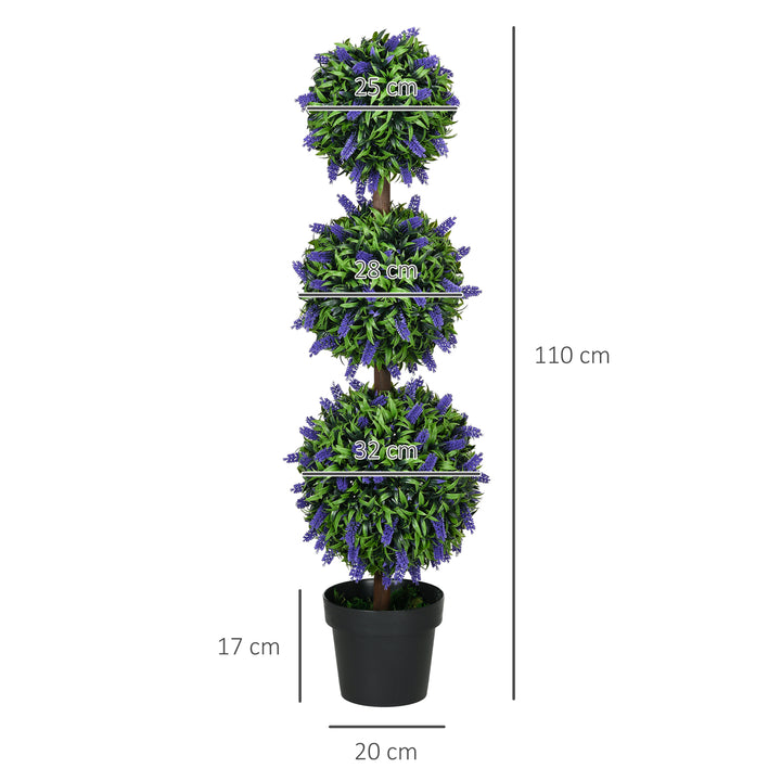 Sæt med 2 kunstige planter, uv-resistent kunstig plante i en urtepotte, 110 cm stueplante til stue, have