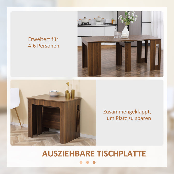 Foldbart spisebord udtrækkeligt spisebord spisebord, mobilt, moderne design, 180cm x 85cm x 75cm, brun