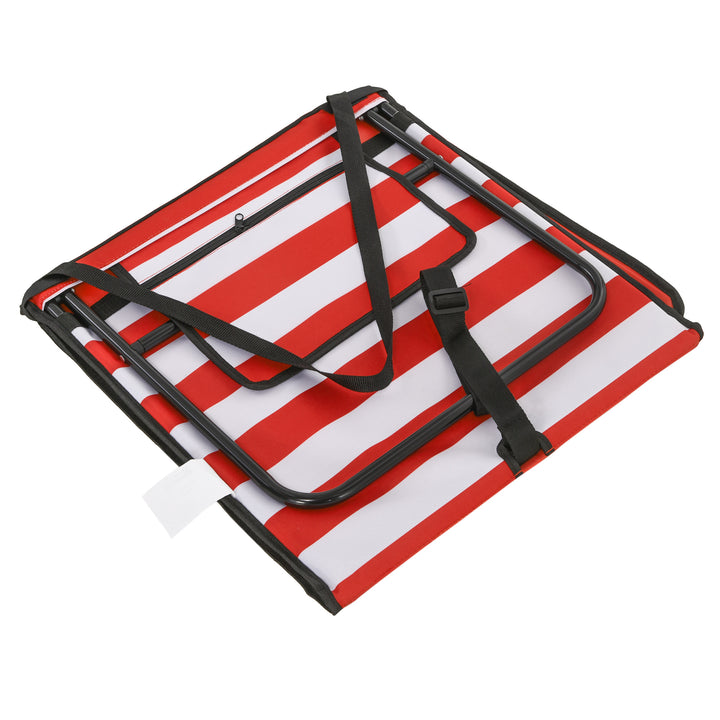 Strandliggestol, foldbar, justerbar ryglæn, sidelomme, blød polstring, stålstel, rød, 142x51x40cm