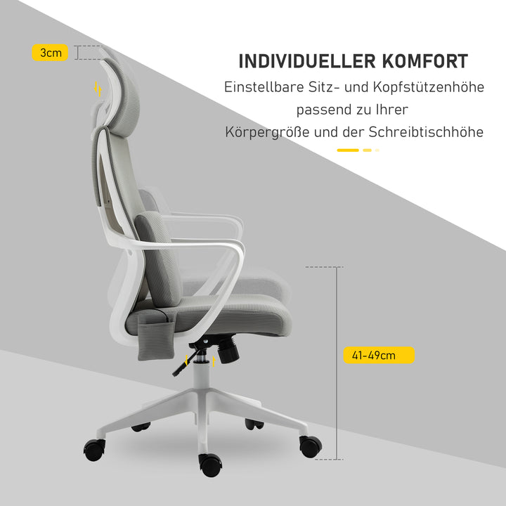Kontorstol, højdejusterbar drejestol, massagestol, ergonomisk lederstol med massagefunktion, spillestol, nylon, grå, 62 x 60 x 114-122 cm