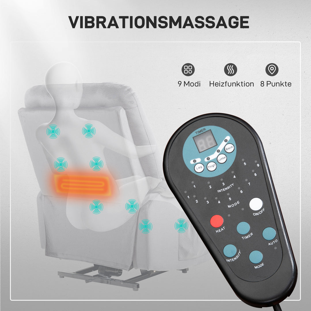 Hævestol med massagefunktion, 90x93x110cm, lysegrå