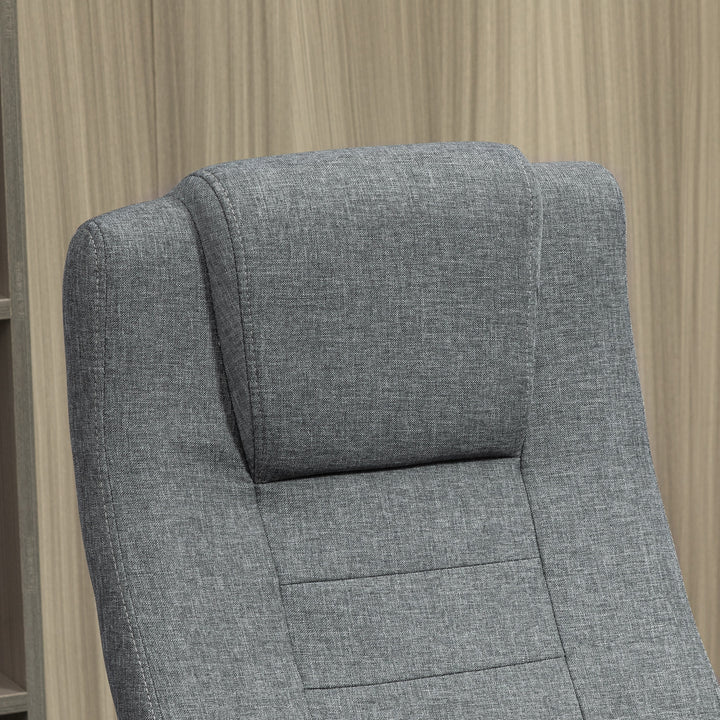 Kontorstol, computerstol med vippefunktion, nakkestøtte, ergonomisk skrivebordsstol, drejelig, højdejusterbar, grå linnedbetræk, 62 x 76 x 110-119 cm