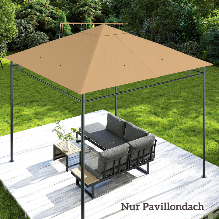 Udskiftningstag til havepavillon, polyester, 2,98 x 2,95 m, beige