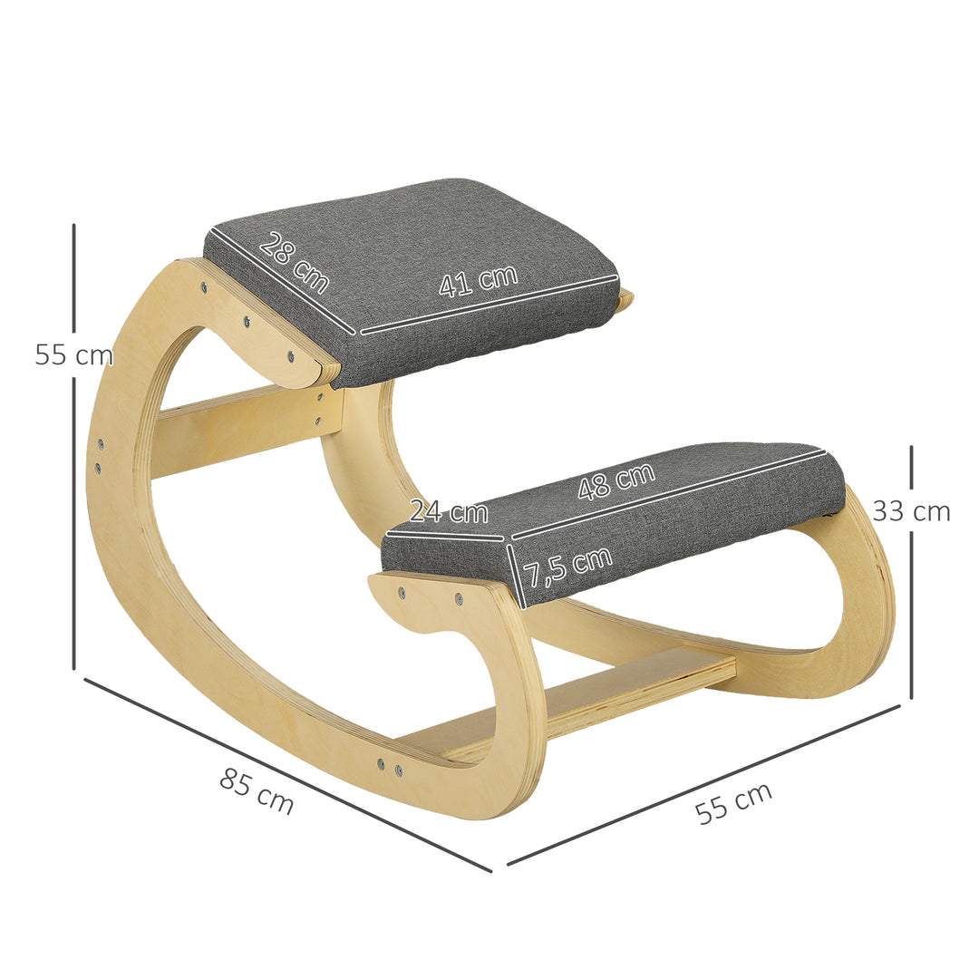 Ergonomisk gyngestol til knæ til hjemmekontor for at forbedre kropsholdningen, grå