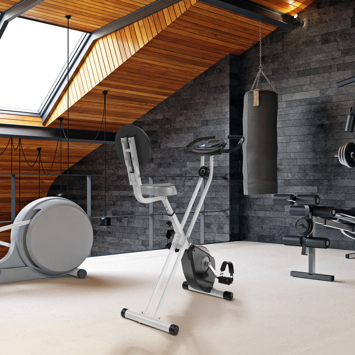 Motionscykel med 8 niveauer justerbar magnetisk modstand højdejusterbar stål sort+grå