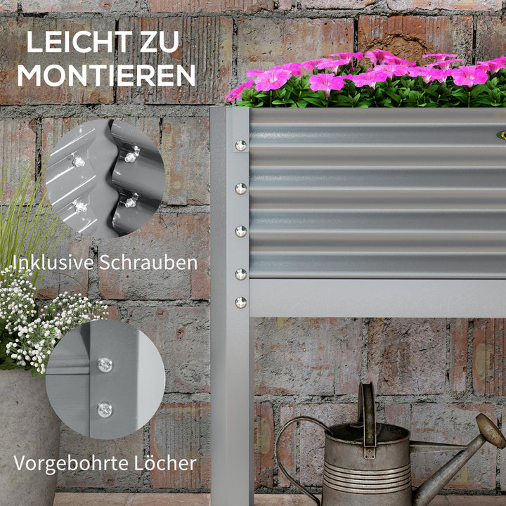 Højbed plantekasse vejrbestandig 100 cm x 45 cm x 80 cm sølv