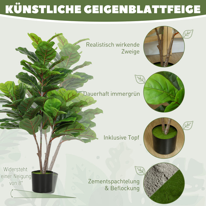 Kunstig figentræ 110cm kunstig plante, plastik kunstige planter i potte, dekoration gave