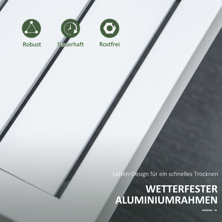 Havemøbelsæt til 3 personer med sidebord og sofa med hynder, l-formet udendørs aluminium, cremehvid
