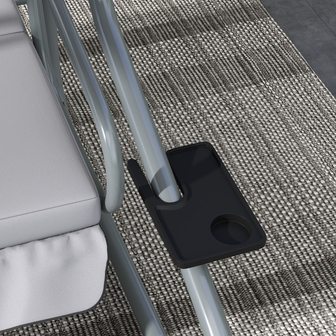 2-I-1 verandagynge med lænefunktion, justerbart tag, op til 340 kg, stål, 200 x 120 x 164 cm, grå