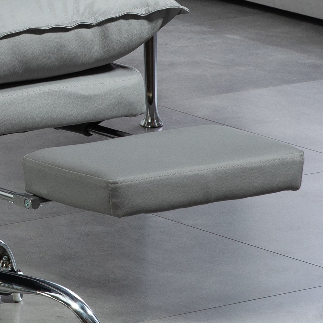 Ergonomisk kontorstol, justerbar sædehøjde, lænelæn, kunstlæder, lysegrå