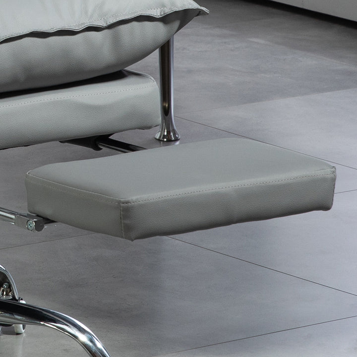 Ergonomisk kontorstol, justerbar sædehøjde, lænelæn, kunstlæder, lysegrå