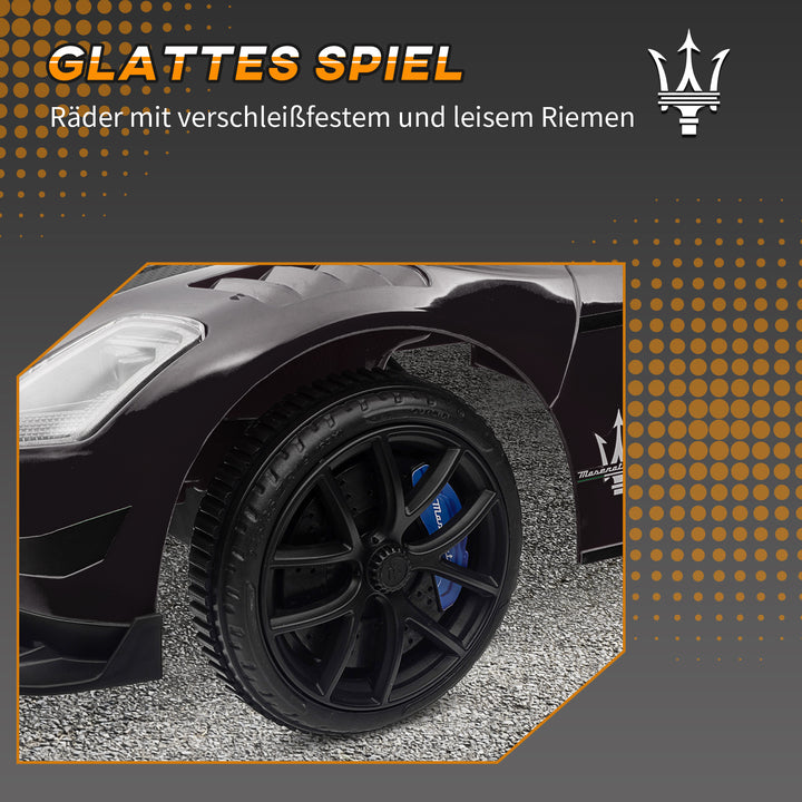 Kørebil, maserati, opbevaringsplads, horn og musik, hviskende dæk, til 1,5 til 5 år, op til 25 kg, sort