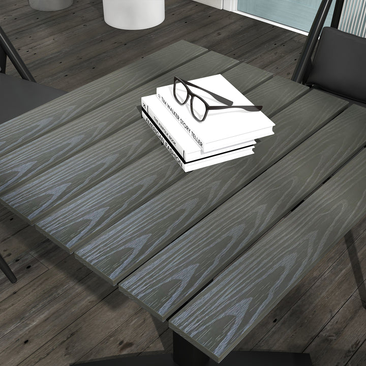 Havebord, til 4 personer, trælook, aluminiumsramme, 70 x 70 x 76 cm, grå