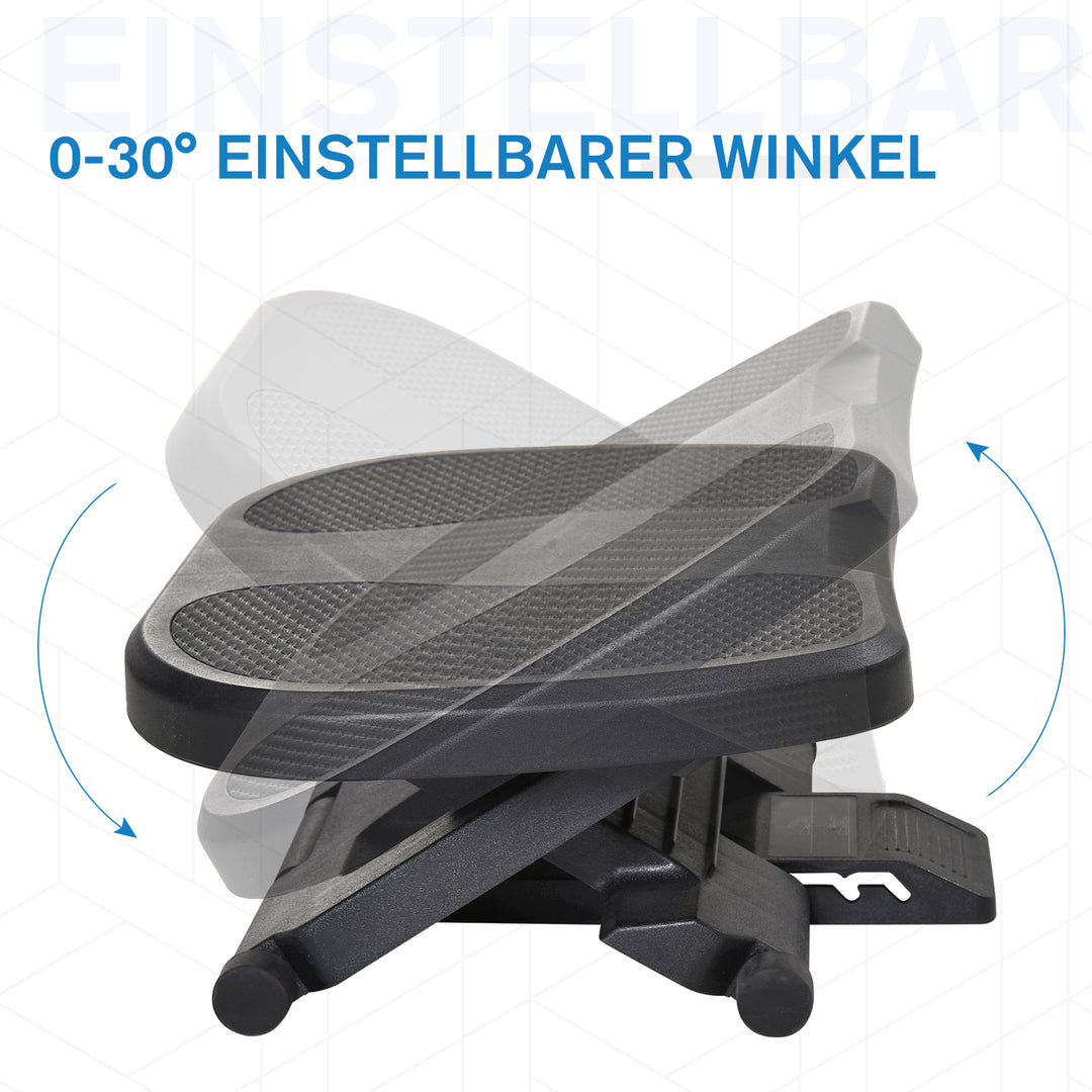Fodstøtte, fodstøtte, højdejusterbar, 0-30° hældning, sort