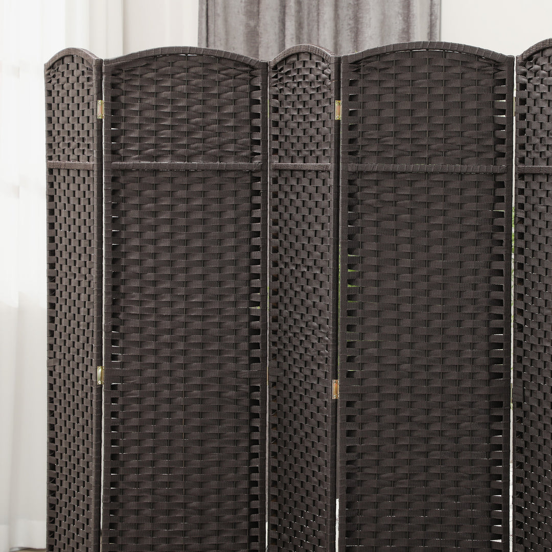 6-Panels rumdeler, foldbar skærm, skærm til stue, soveværelse, hjemmekontor, brun