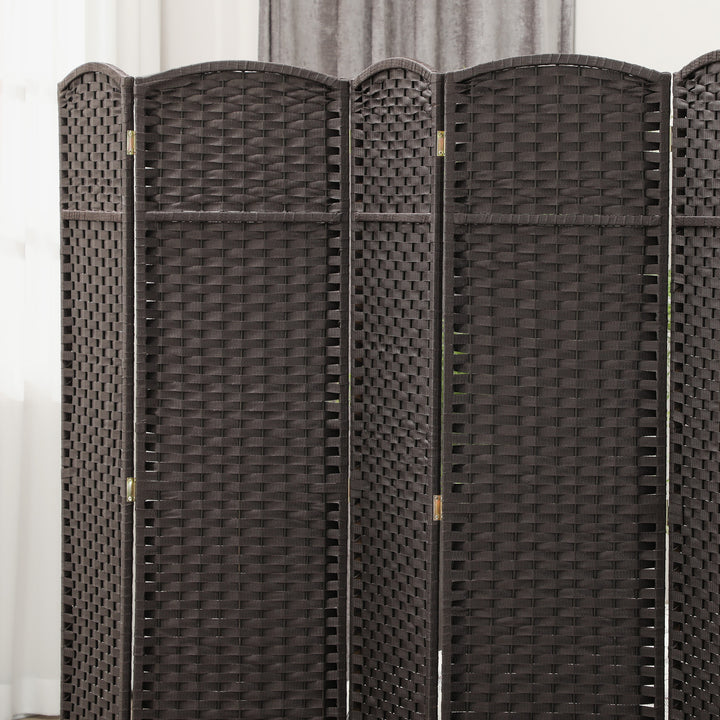 6-Panels rumdeler, foldbar skærm, skærm til stue, soveværelse, hjemmekontor, brun
