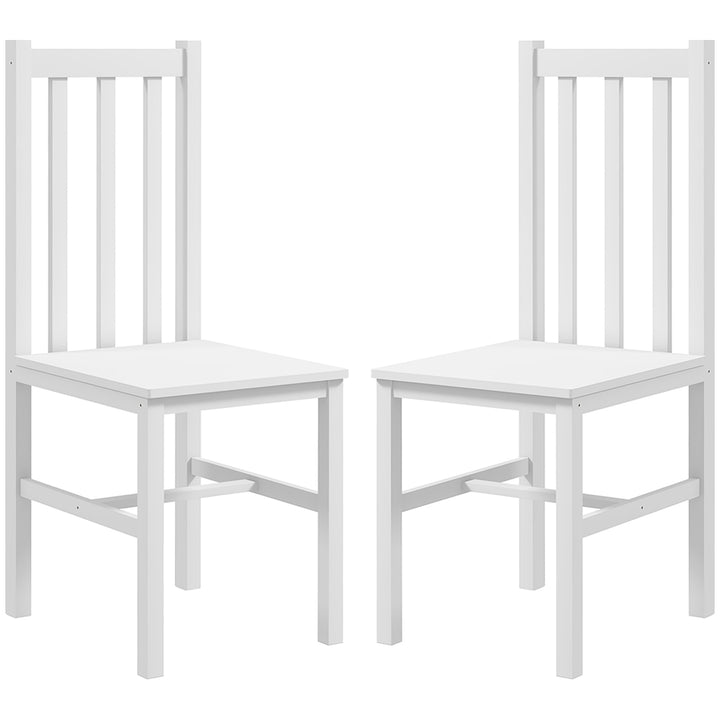 Sæt med 2 køkken-spisestole, massivt træ, moderne design, 38,5 cm x 47,5 cm x 99 cm, hvid
