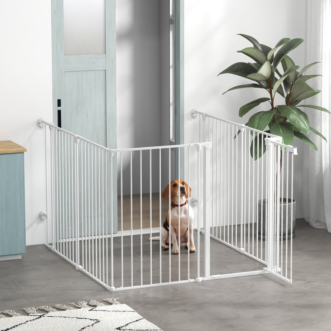 Hvalpekravlegård, modulært design, foldbar, stålramme, til indendørs brug, hvid, 90 x 123 x 102 cm