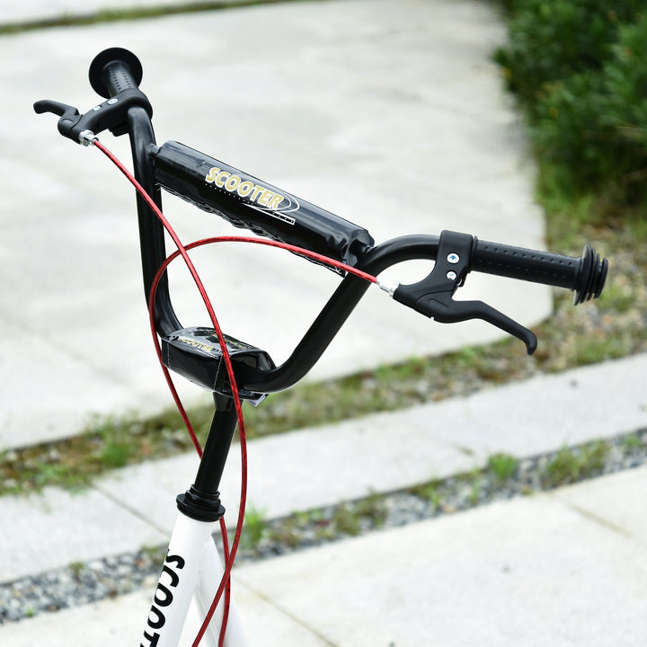 Børnescooter, sparkscooter, city scooter, sparkscooter, børnesparkbræt med pneumatiske dæk og håndbremse, scooter til børn, vandtæt, foldbar, fra 5 år, 16 tommer, hvid, 139 x 58 x 90-96 cm