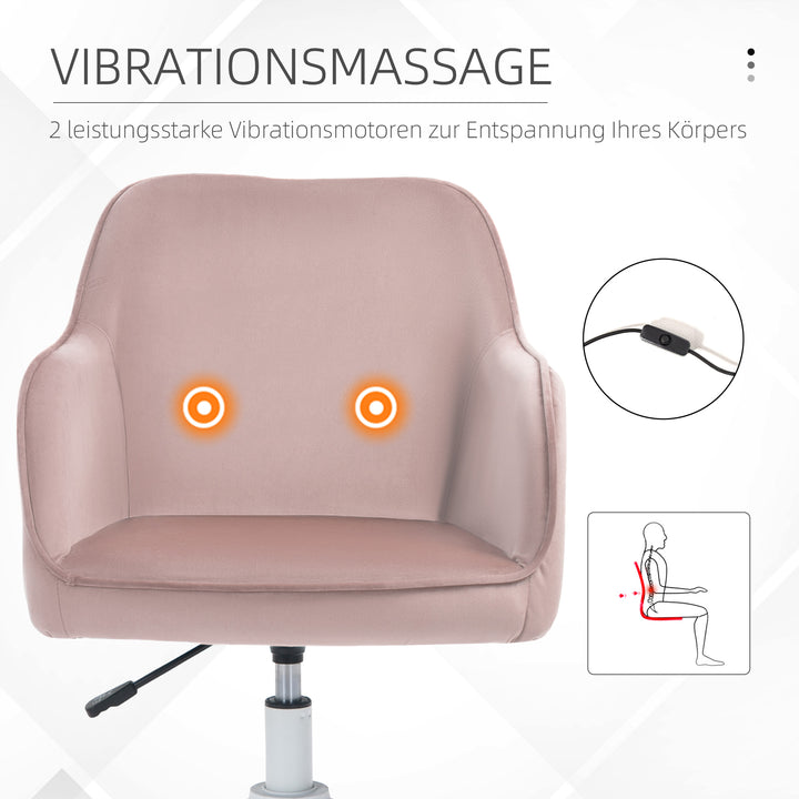 Massagebordstol 78-86 cm højdejusterbar kontorstol drejestol computerstol med usb trin arbejdsstol med vibrationsfunktion lændepude massagefunktion pink