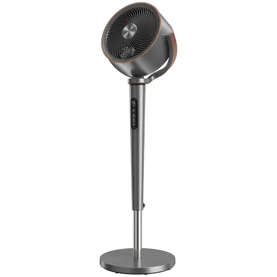 Sokkelventilator, luftcirkulator, ventilator med 12 hastighedsindstillinger, LED-display, fjernbetjening, 70°+90° oscillation, grå