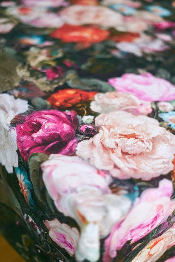 Rektangulær dug, 100% bomuld, printet, Francine Black kollektion