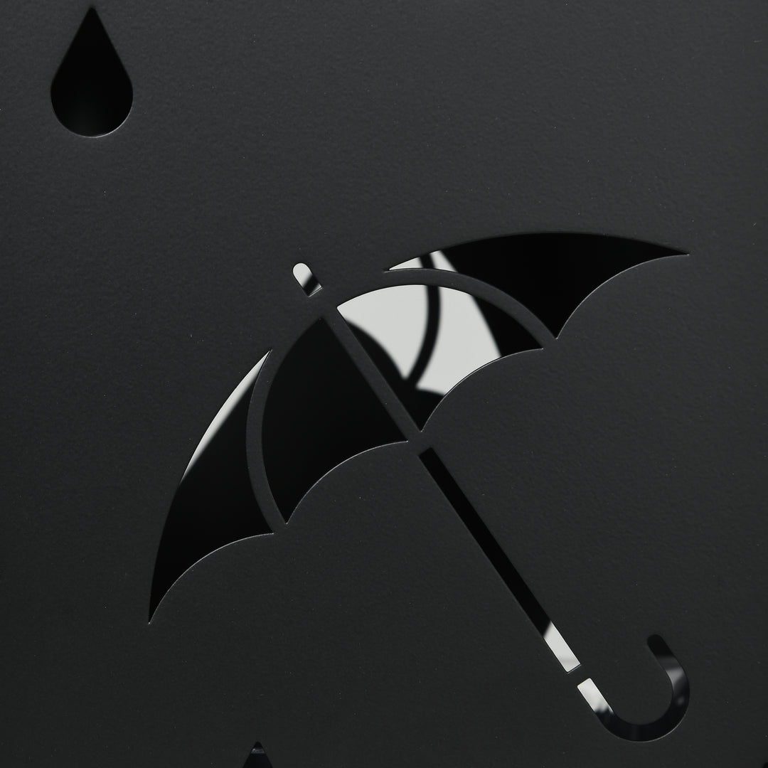 Paraplystativ, 4 kroge, drypbakke, stål, sort