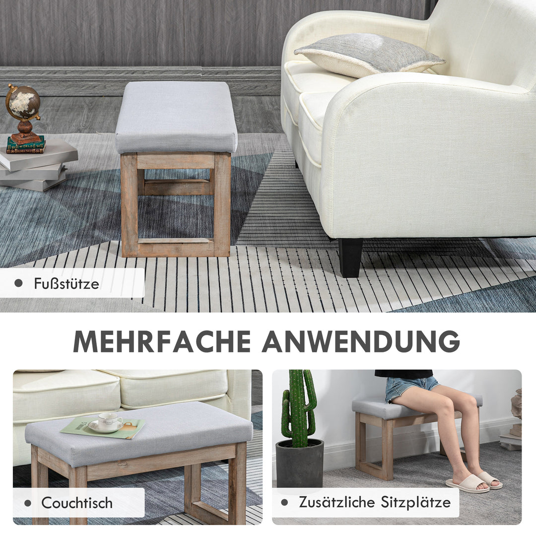 Fodskammel i skandinavisk design, sædeskammel, fodskammel, 68 cm x 38 cm x 42 cm, grå + natur