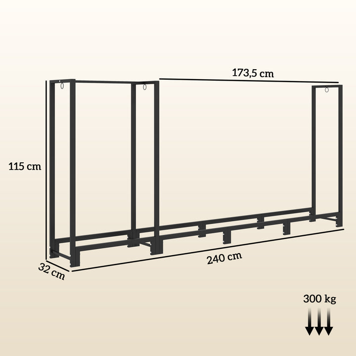 Brænderist, to sektioner, stel i rustfrit stål, op til 300 kg, 240 x 32 x 115 cm, sort