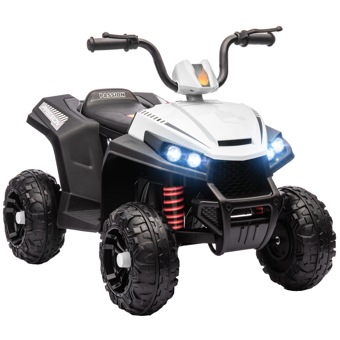 Elektrisk børne-quad, lys og musik, affjedring, 5 km/t, 50 min. køretid, til 3-5 år, hvid