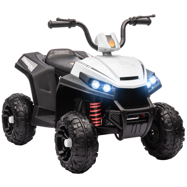Elektrisk børne-quad, lys og musik, affjedring, 5 km/t, 50 min. køretid, til 3-5 år, hvid