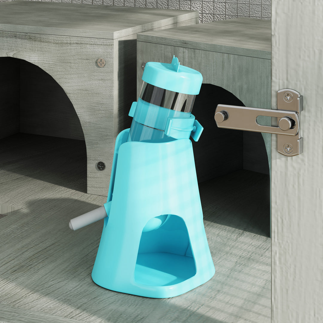 4-Etagers træhamsterbur med hytter, vippe, madskåle, ramper og hjul, 65 x 45 x 109 cm, grå