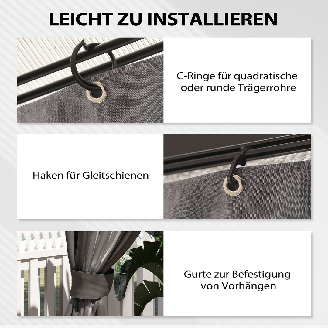 Pavillon sidevægge, 4 sidevægspaneler til havepavillon, med lynlås, 3 x 4 m pavillon, mørkegrå